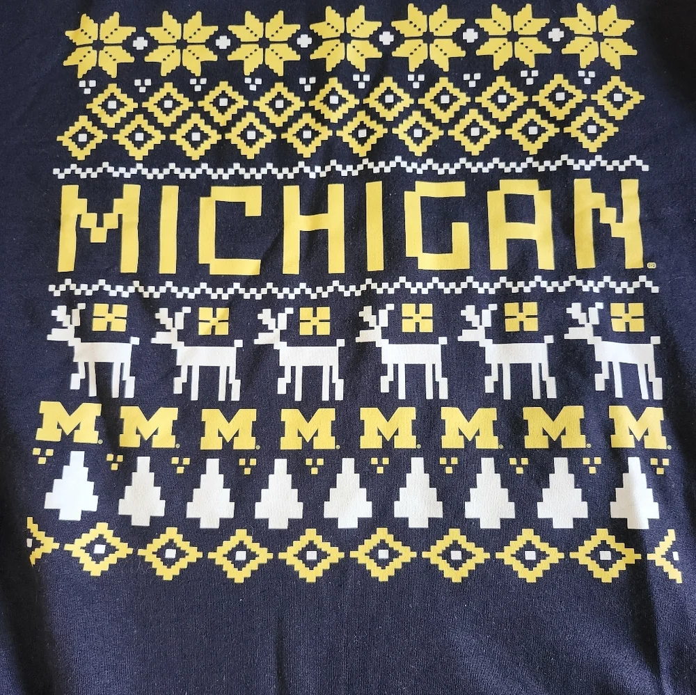 University Of Michigan College Holiday Sweatshirt Unisex Sz L Navy Collegiate, - Picture 4 of 8